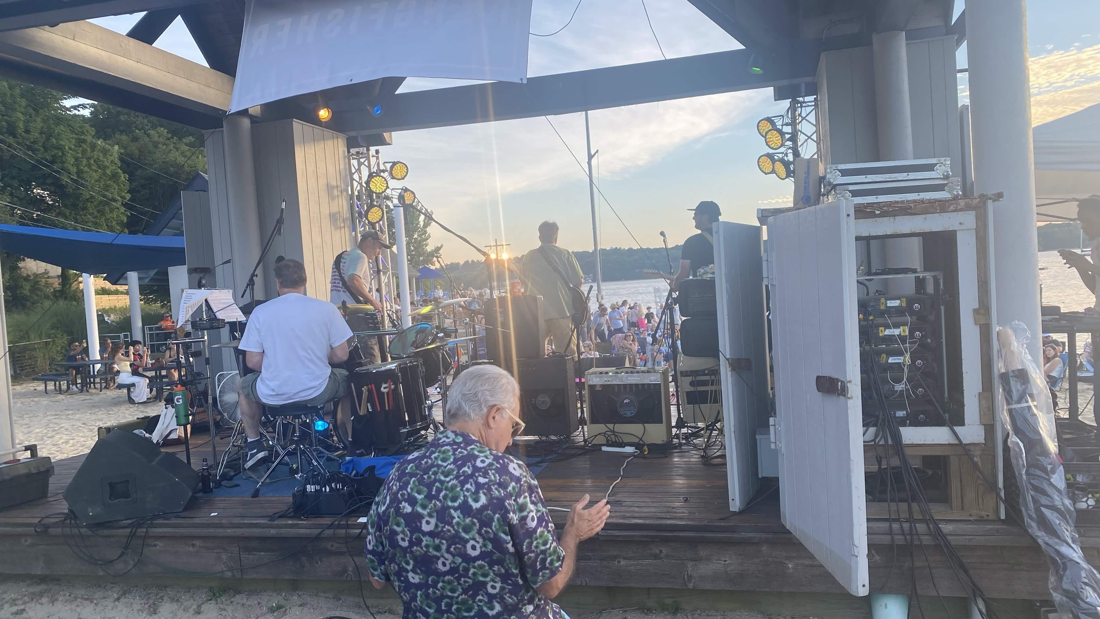 Beach concert at sunset